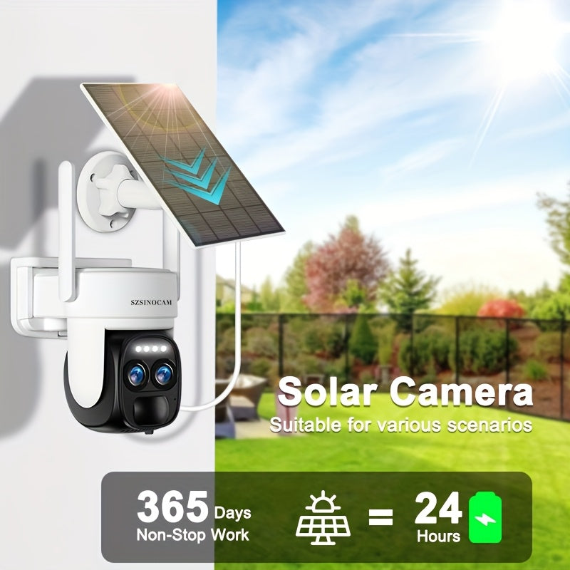 Caméra de sécurité solaire sans fil pour l'extérieur avec zoom HD à 360°-4