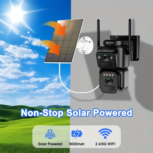 Caméra de sécurité NNETM avec projecteur DEL et DEL solaire à 360°-1