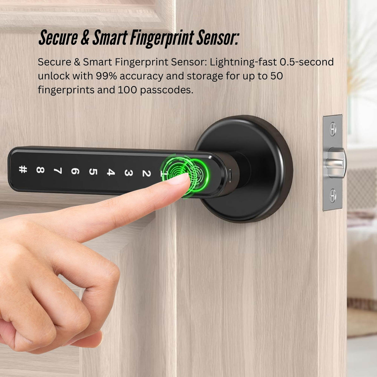Poignée de porte intelligente Tooleroo Digital – Système de sécurité d’entrée résidentiel avec clavier 5-en-1-4