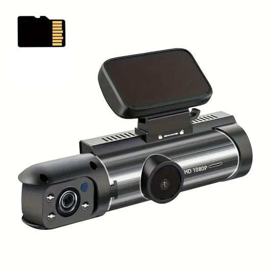 Caméra de tableau de bord à double objectif 1080p pour auto, avec carte mémoire de 32 Go-0