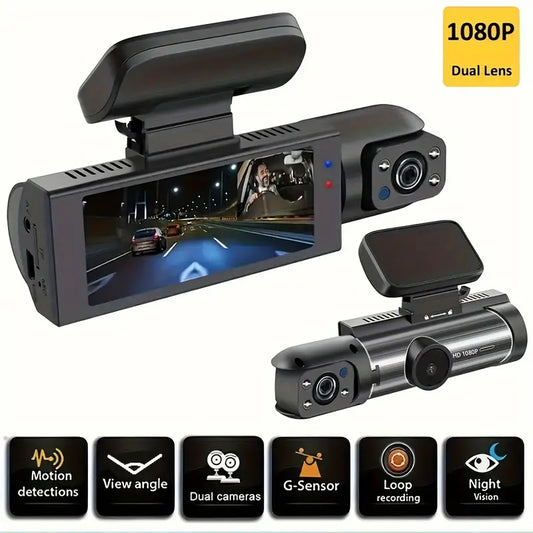 Caméra de tableau de bord à double objectif 1080p pour auto, avec carte mémoire de 32 Go-1
