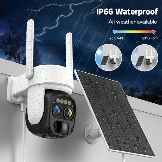 Caméra de sécurité solaire sans fil pour l'extérieur avec zoom HD à 360°-1