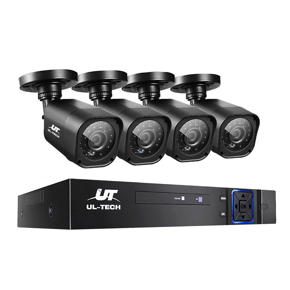 NNEDSZ -4CH 5 IN 1 DVR CCTV Security System Video Recorder 4 Cameras 1080P HDMI Black 