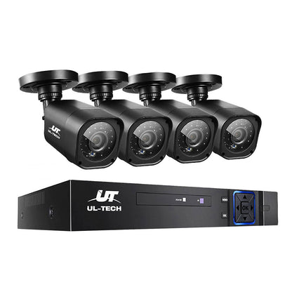 NNEDSZ -4CH 5 IN 1 DVR CCTV Security System Video Recorder 4 Cameras 1080P HDMI Black 