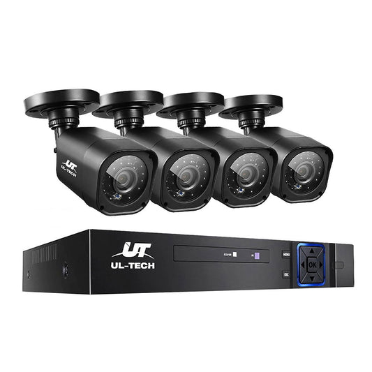 NNEDSZ -4CH 5 IN 1 DVR CCTV Security System Video Recorder 4 Cameras 1080P HDMI Black