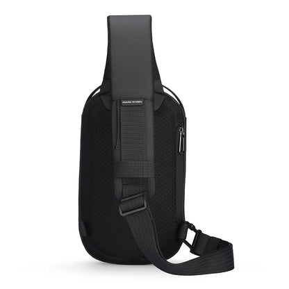 Hard-Shell Waterproof Crossbody Bag Sling with USB Port Black