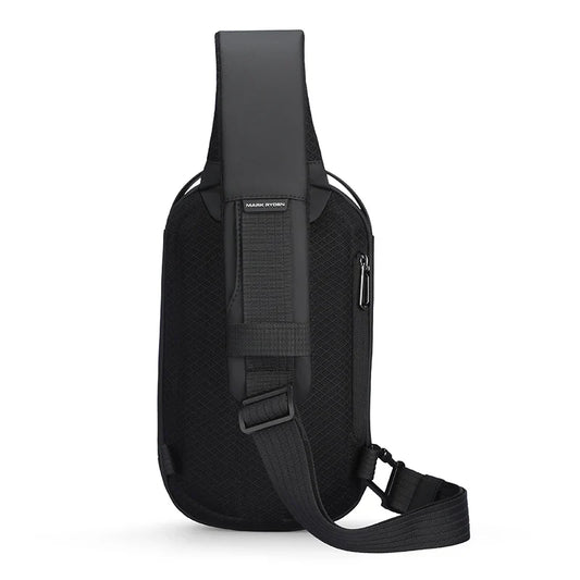 Sac à bandoulière rigide et imperméable avec port USB, noir-1