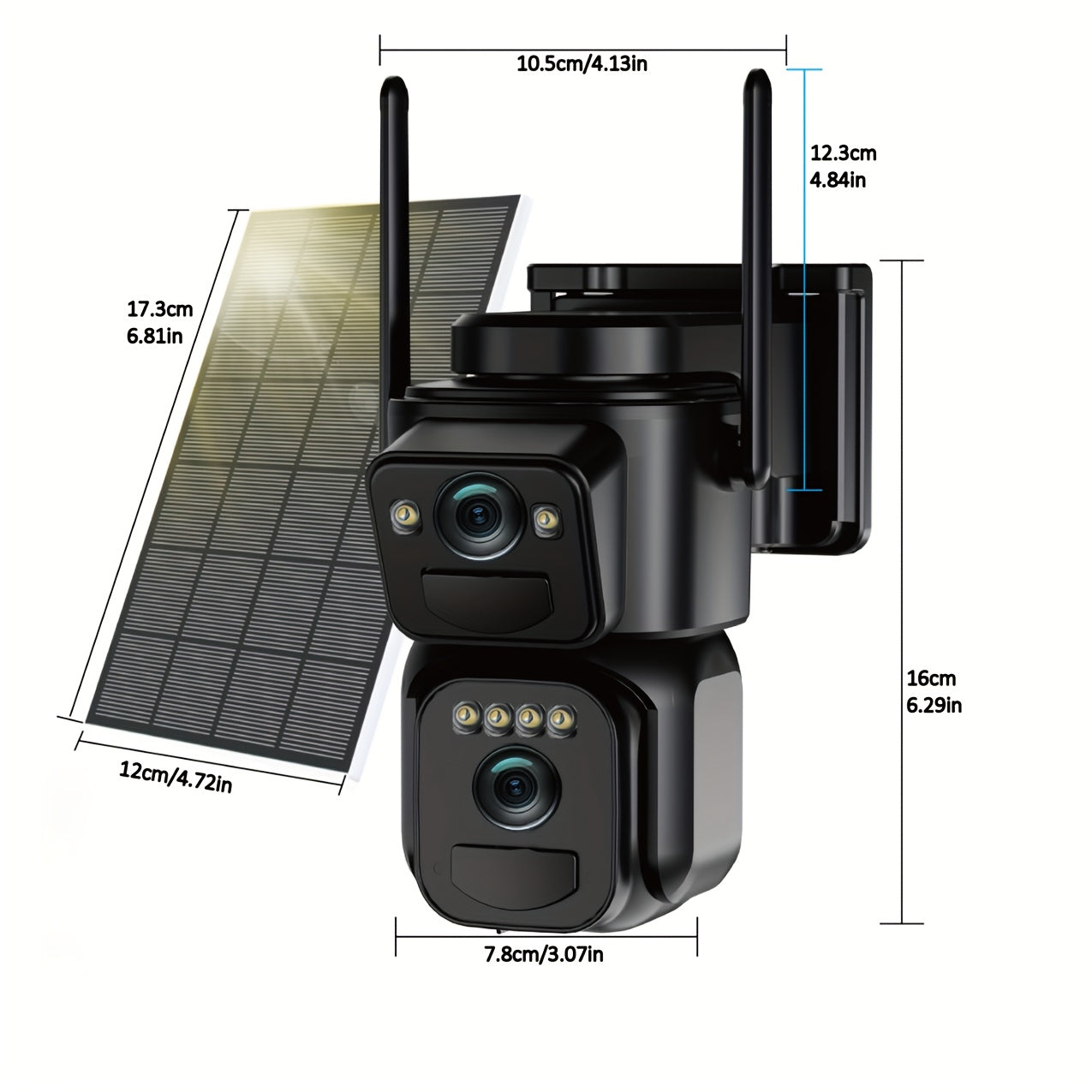 NNETM Security Camera with LED Spotlight with 360° Solar LED